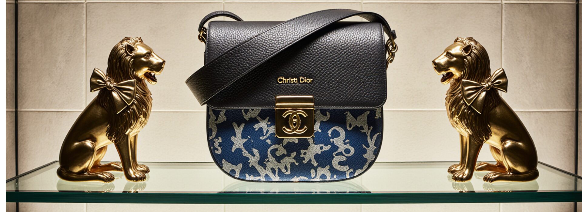 Dior оригинал из Италии — витрина бутика с сумкой в люксовом интерьере Dior оригинал из Италии — витрина бутика с сумкой в люксовом интерьере